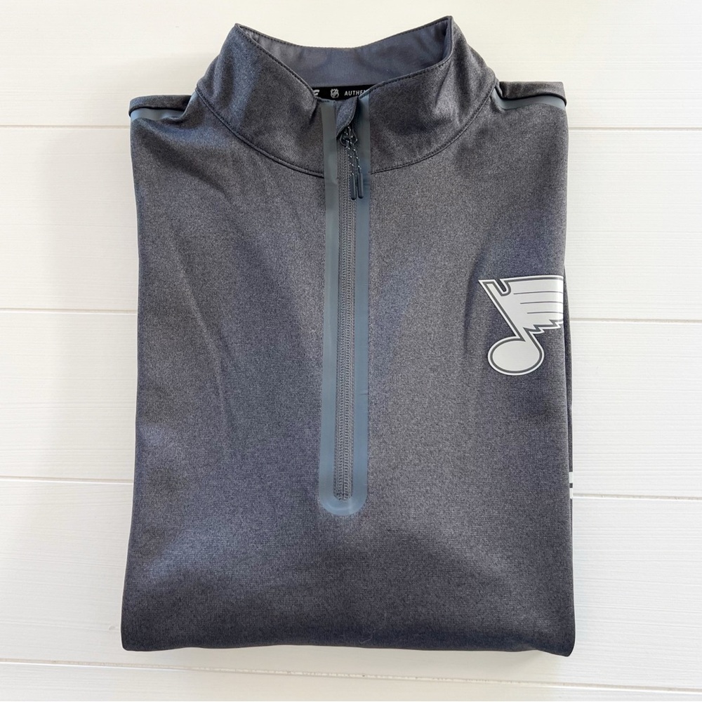 Fanatics NHL Authentic Pro St Louis Blues 1/4 Zip Pullover XL Gray Grey